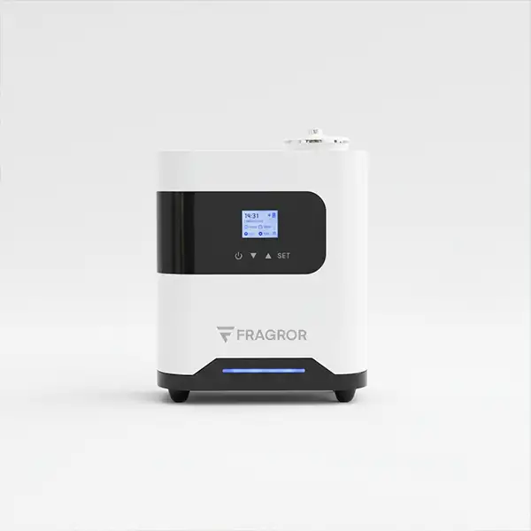 Fragror Apex smart diffuser front view with LCD touchscreen