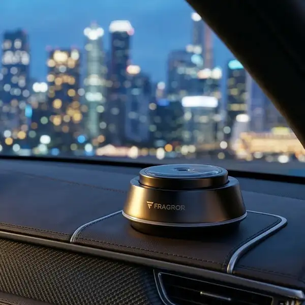 Fragror Drive solar car aroma diffuser on a dashboard
