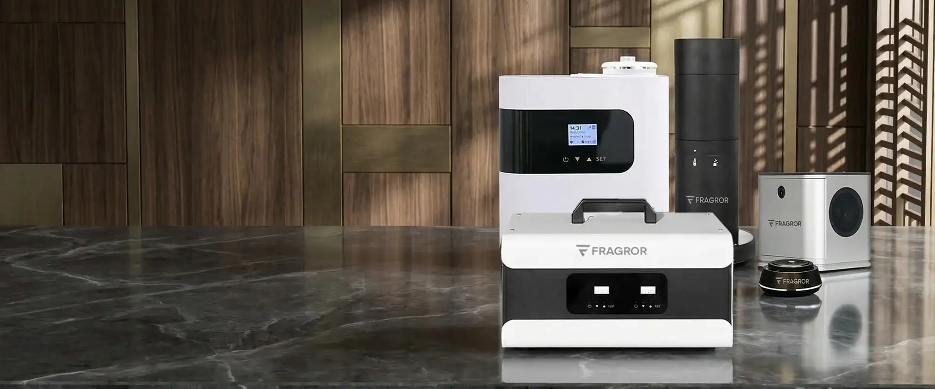 Fragror smart fragrance diffuser collection: Apex, Studio and Drive